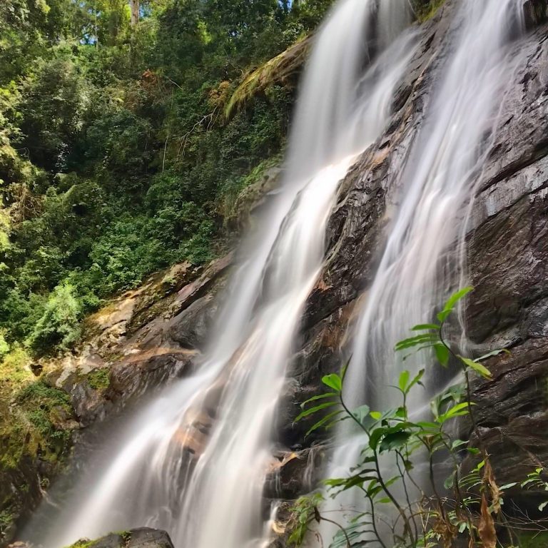 Silky cascade over dark rock, close up, Udzungwa Mountains National Park